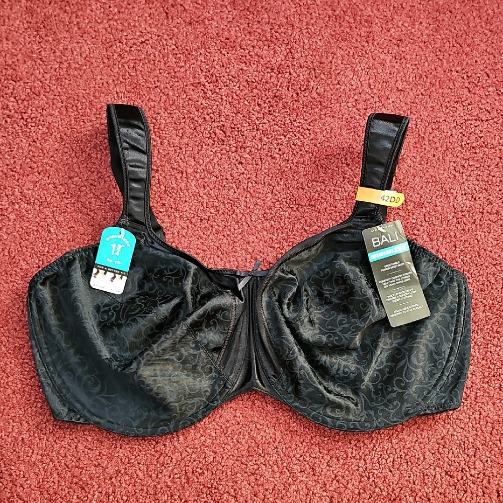 Bali Women's Black Minimizer Swirl Pattern Bra